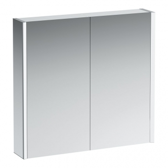 Veidrodinė spintelė Laufen FRAME 25, 800x150x750 mm, 2 dvipusio veidrodžio durelės, 2 LED šviestuvai, 2 el. lizdai, sensorinis jungiklis, spalva - balta blizgi 